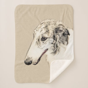 Borzoi (Silber Brindle) Malerei Original Dog Art Sherpadecke