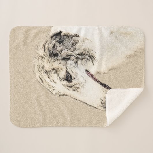 Borzoi (Silber Brindle) Malerei Original Dog Art Sherpadecke (Vorderseite (Horizontal))
