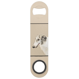 Borzoi (Silber Brindle) Malerei Original Dog Art Speed Flaschenöffner