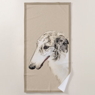 Borzoi (Silber Brindle) Malerei Original Dog Art Strandtuch