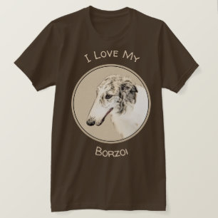 Borzoi (Silber Brindle) Malerei Original Dog Art T-Shirt