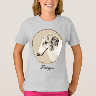 Borzoi (Silber Brindle) Malerei Original Dog Art T-Shirt