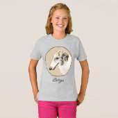 Borzoi (Silber Brindle) Malerei Original Dog Art T-Shirt (Vorne ganz)