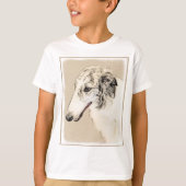 Borzoi (Silber Brindle) Malerei Original Dog Art T-Shirt (Vorderseite)