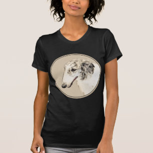 Borzoi (Silber Brindle) Malerei Original Dog Art T-Shirt