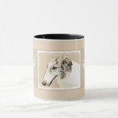 Borzoi (Silber Brindle) Malerei Original Dog Art Tasse (Zentrum)
