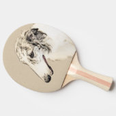 Borzoi (Silber Brindle) Malerei Original Dog Art Tischtennis Schläger (Seitenansicht)
