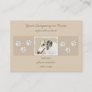 Borzoi (Silber Brindle) Malerei Original Dog Art Visitenkarte