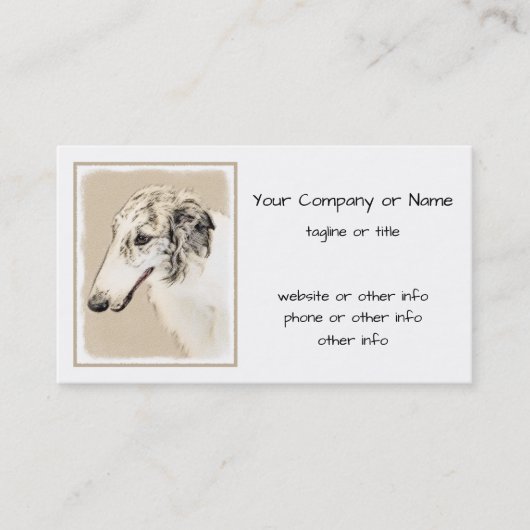 Borzoi (Silber Brindle) Malerei Original Dog Art Visitenkarte (Vorderseite)