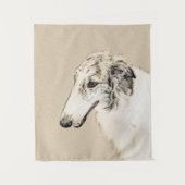 Borzoi (Silber Brindle) Malerei Original Dog Art Wandteppich (Vorderseite)