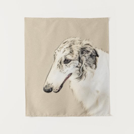 Borzoi (Silber Brindle) Malerei Original Dog Art Wandteppich (Vorderseite)