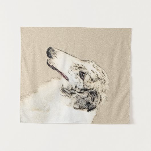 Borzoi (Silber Brindle) Malerei Original Dog Art Wandteppich (Vorderseite (Horizontal))