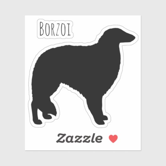Borzoi-Silhouette Cool Hundefutter Vinyl Sticker (Blatt)