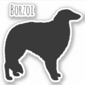 Borzoi-Silhouette Cool Hundefutter Vinyl Sticker (Vorderseite)