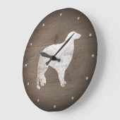 Borzoi Silhouette Rustikaler Stil Große Wanduhr (Winkel)
