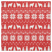 Borzoi-Silhouette-Weihnachtsmuster-Rot Stoff (Muster)