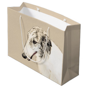 Borzoi (Silver Brindle) Malerei Original Hundekuns Große Geschenktüte