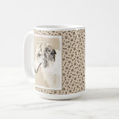 Borzoi (Silver Brindle) Malerei Original Hundekuns Kaffeetasse (Vorderseite Links)