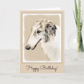 Borzoi (Silver Brindle) Malerei Original Hundekuns Karte (Vorderseite)