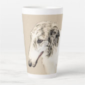 Borzoi (Silver Brindle) Malerei Original Hundekuns Milchtasse (Vorderseite)