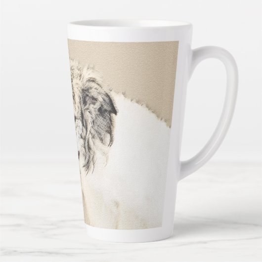 Borzoi (Silver Brindle) Malerei Original Hundekuns Milchtasse (Rechts)