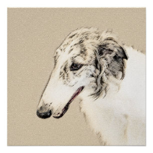 Borzoi (Silver Brindle) Malerei Original Hundekuns Poster