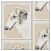 Borzoi (Silver Brindle) Malerei Original Hundekuns Stoff (Nahaufnahme)