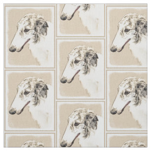 Borzoi (Silver Brindle) Malerei Original Hundekuns Stoff