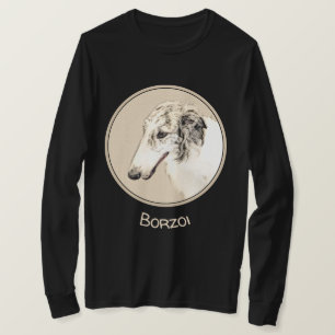 Borzoi (Silver Brindle) Malerei Original Hundekuns T-Shirt
