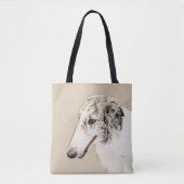 Borzoi (Silver Brindle) Malerei Original Hundekuns Tasche (Vorderseite)