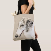 Borzoi (Silver Brindle) Malerei Original Hundekuns Tasche (Von Nahem)
