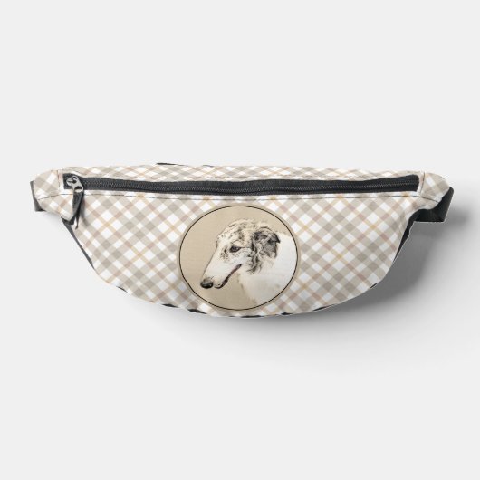 Borzoi Silver Brindle Malerei Wolfhound Dog Art Bauchtasche (Ablage )