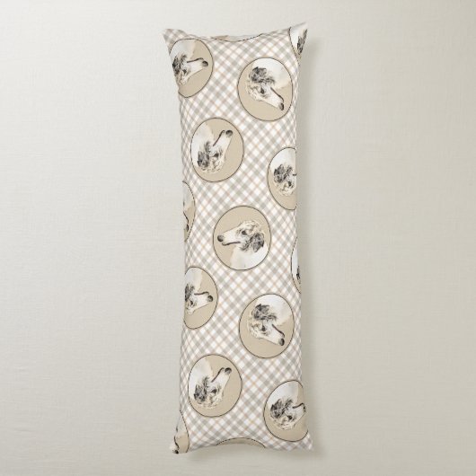 Borzoi Silver Brindle Malerei Wolfhound Dog Art Seitenschläferkissen (Rückseite (Vertikal))