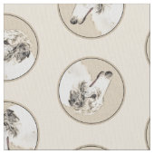 Borzoi Silver Brindle Malerei Wolfhound Dog Art Stoff (Nahaufnahme)