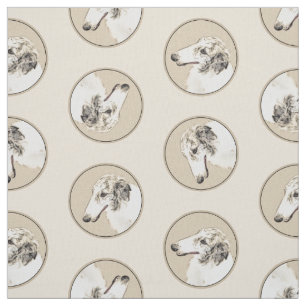 Borzoi Silver Brindle Malerei Wolfhound Dog Art Stoff