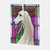 Borzoi "Stached Glass" Ornament Aus Glas (Vorderseite links)