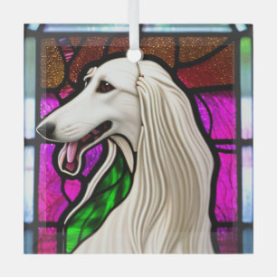 Borzoi "Stached Glass" Ornament Aus Glas
