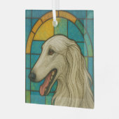 Borzoi "Stached Glass" Ornament Aus Glas (Vorderseite links)