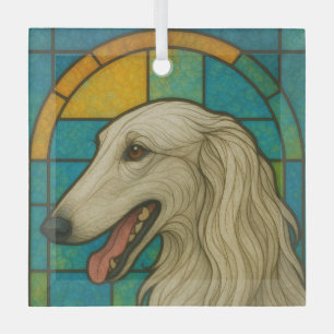 Borzoi "Stached Glass" Ornament Aus Glas