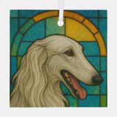 Borzoi "Stached Glass" Ornament Aus Glas (Rückseite)
