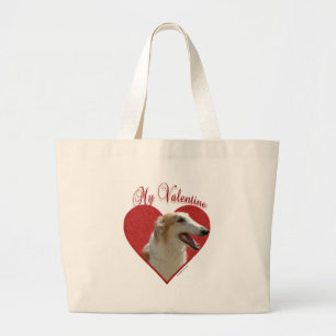 Borzoi Valentine Jumbo Stoffbeutel