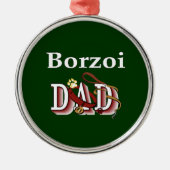 Borzoi-Vater Silbernes Ornament (Vorne)