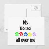 Borzoi Walks Design Postkarte (Vorne/Hinten)