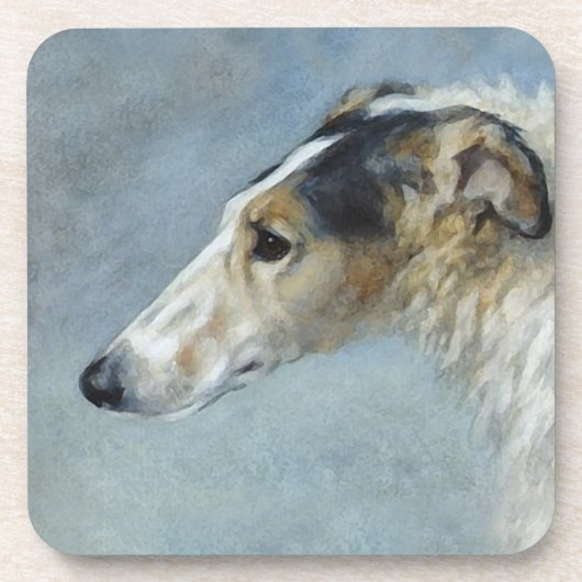Borzoi Wasserfarbe 6 Stück Untersetzer Set (Vorderseite)