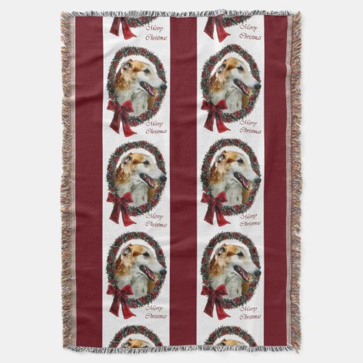 Borzoi Weihnachten Decke (Vorderseite Vertikal)