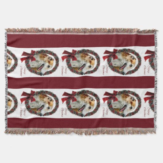 Borzoi Weihnachten Decke (Vorderseite)