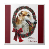 Borzoi Weihnachten Fliese (Vorderseite)