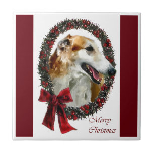 Borzoi Weihnachten Fliese