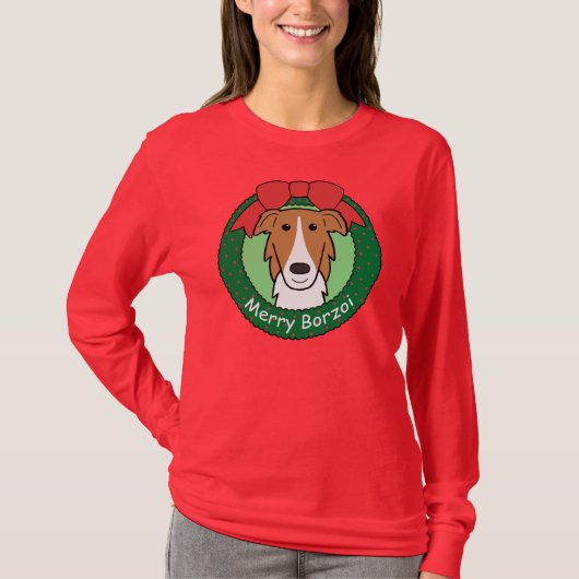 Borzoi-Weihnachten T-Shirt (Vorderseite)