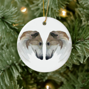Borzoi-Weihnachtsbaumanhänger Keramik Ornament